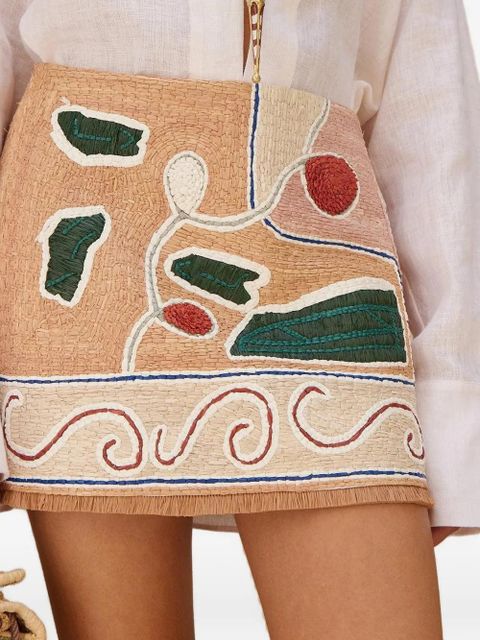 ALEMAIS Velora fringed-hem mini skirt - Neutrals