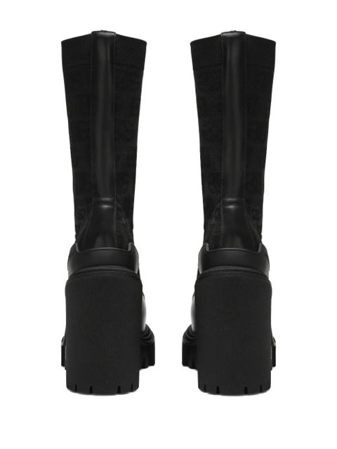 Dolce & Gabbana DG-logo 90mm lace-up mesh boots - Black