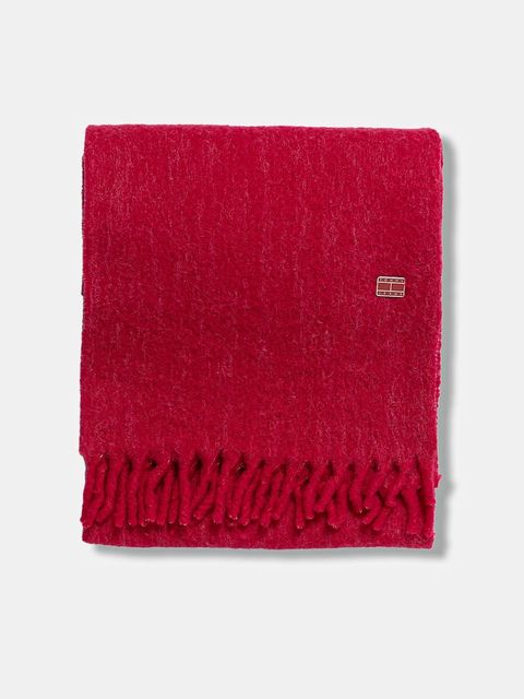 Tommy Jeans szalik z dodatkiem wełny damski kolor różowy gładki AW0AW17903