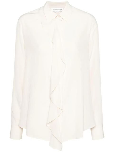 Victoria Beckham ruffle-detail silk blouse - Neutrals - zdjęcie produktu nr 1
