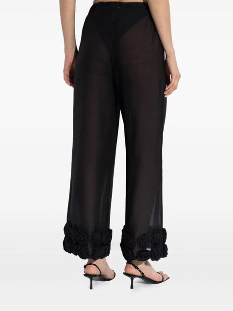 Oséree floral-appliqué trousers - Black