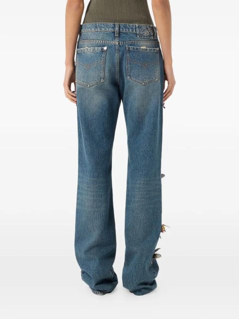 Blumarine butterfly-embellishment jeans - Blue