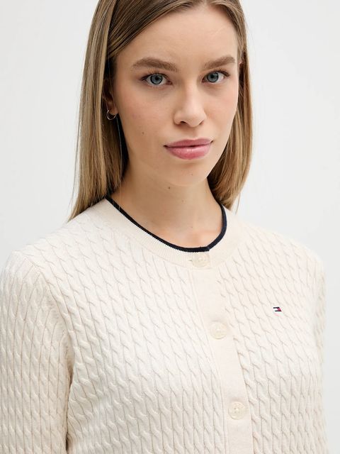 Tommy Hilfiger kardigan bawełniany kolor beżowy lekki WW0WW43329