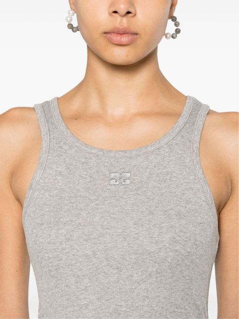 GANNI fine-ribbed midi dress - Grey