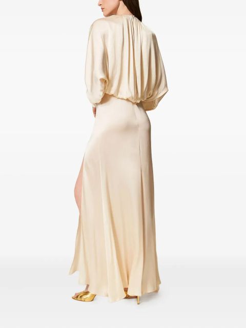 TWINSET gathered-bodice satin dress - Neutrals