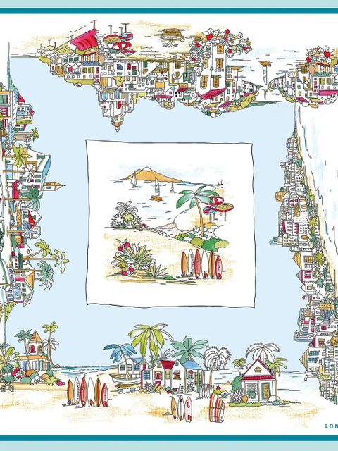 Longchamp Vivement l'Eté silk scarf - Blue