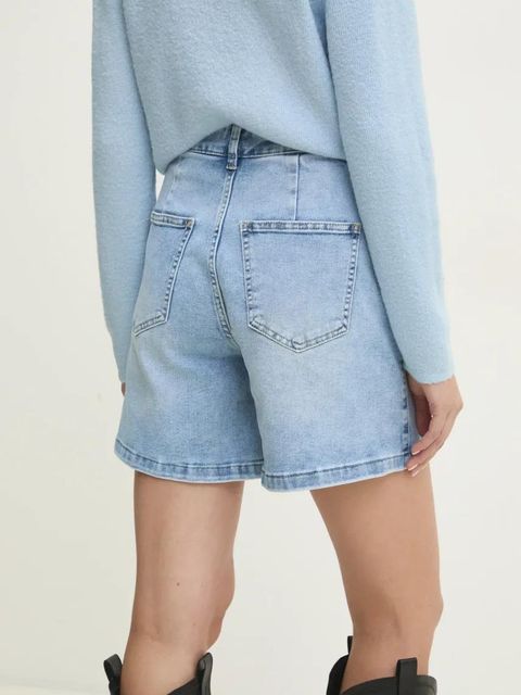 Answear.LAB szorty jeansowe damskie kolor niebieski gładkie high waist