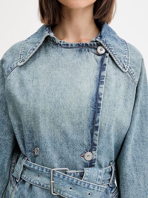 Hugo Blue płaszcz jeansowy kolor niebieski 50541545