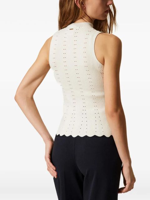 TWINSET mock-neck scalloped-trim top - Neutrals