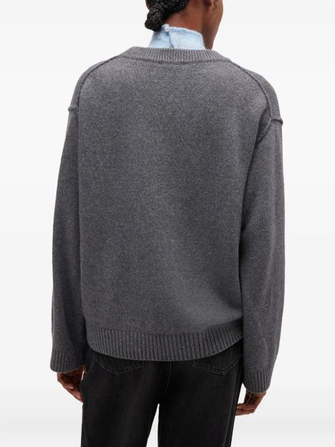 GANNI V-neck logo sweater - Grey
