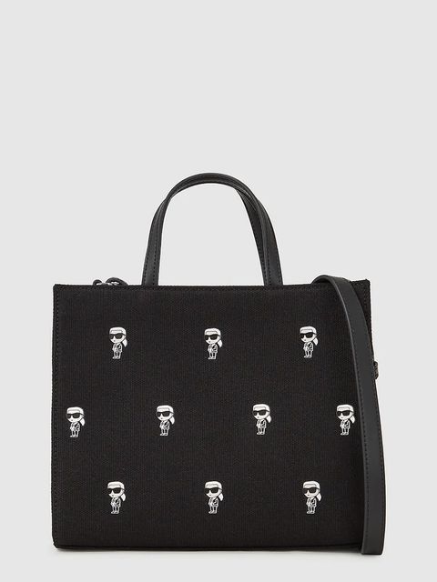 Karl Lagerfeld torebka bawełniana IKON kolor czarny A4W50008 - zdjęcie produktu nr 1