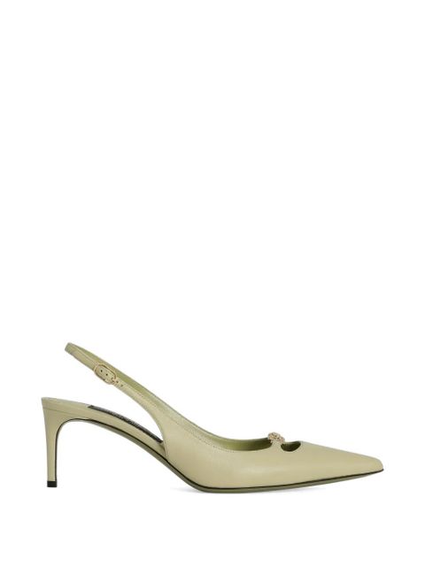 Dolce & Gabbana Lollo slingbacks in silk nappa leather - Green - zdjęcie produktu nr 1