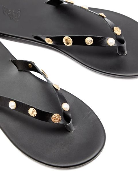 Ancient Greek Sandals Saionara shell-embellished thong sandals - Black