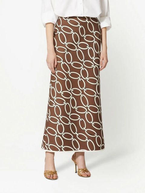 Valentino Garavani chain-link print virgin wool skirt - Brown