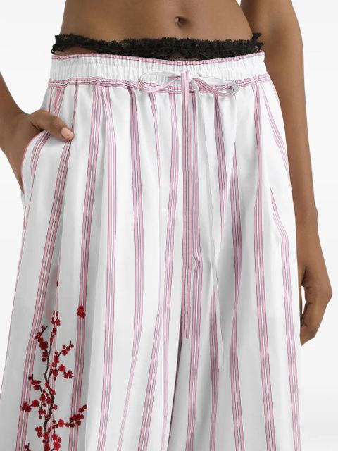 Dolce & Gabbana poplin trousers with thread floral embroidery - White