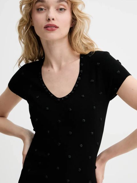 Blugirl Blumarine sukienka kolor czarny midi dopasowana RA5097.MS46M