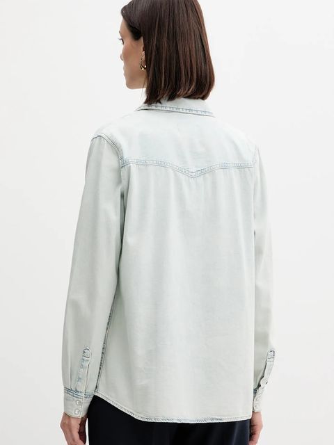 United Colors of Benetton koszula jeansowa damska kolor niebieski regular z kołnierzykiem klasycznym