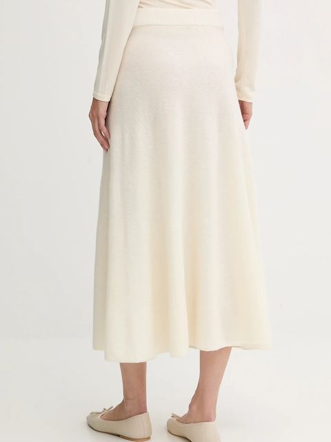 United Colors of Benetton spódnica z dodatkiem wełny kolor beżowy midi rozkloszowana 1444D002B