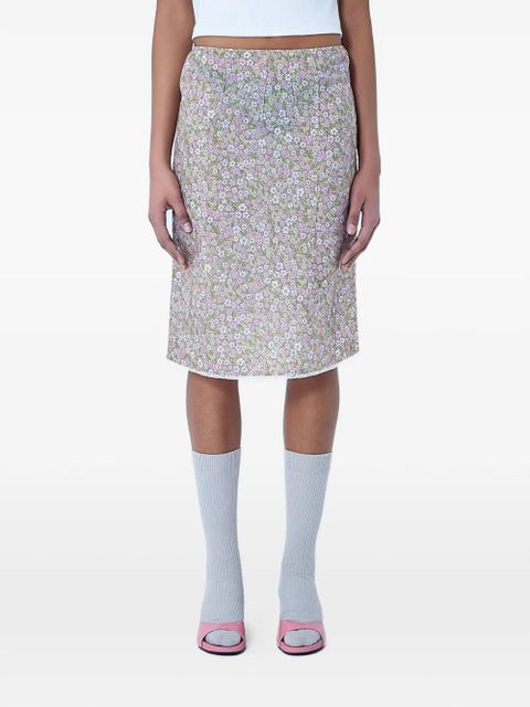 Prada floral-PATTERN midi skirt - Grey - zdjęcie produktu nr 1