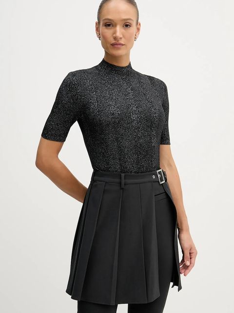 Sisley sweter z dodatkiem wełny damski kolor czarny lekki z półgolfem 1WH2M2025 - zdjęcie produktu nr 1