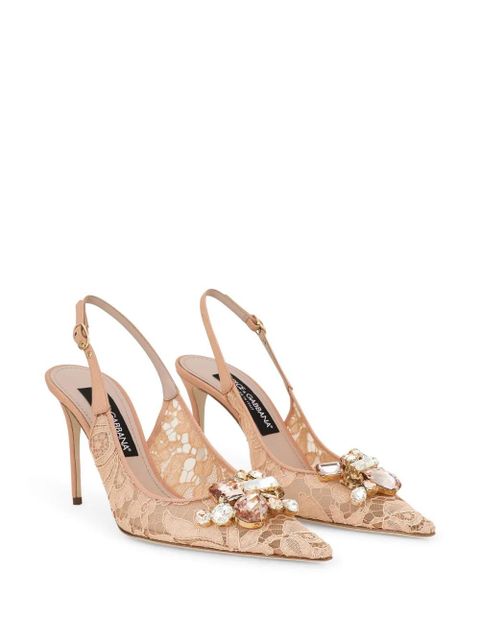 Dolce & Gabbana Rainbow Lace 90mm slingback pumps - Neutrals - zdjęcie produktu nr 2
