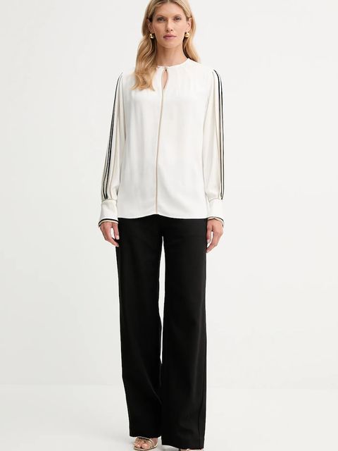 BOSS spodnie bawełniane damskie kolor czarny proste high waist 50543268