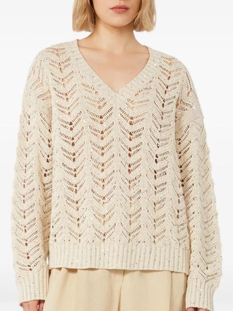 Max Mara openwork V-neck sweater - Neutrals - zdjęcie produktu nr 2