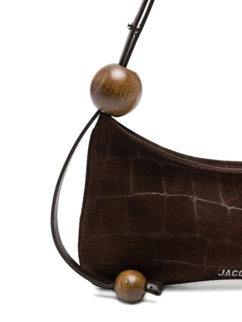 Jacquemus Le Bisou crocodile-effect wood-bead shoulder bag - Brown