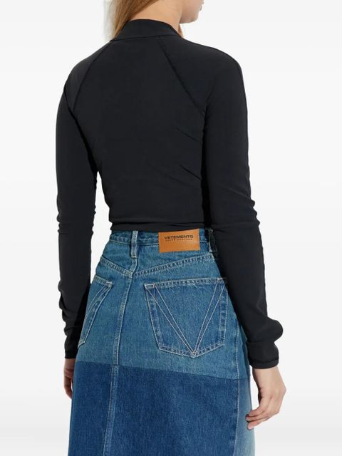 Coperni zip-neck long-sleeve bodysuit - Black