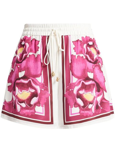 Aje floral-print silk shorts - Pink - zdjęcie produktu nr 1