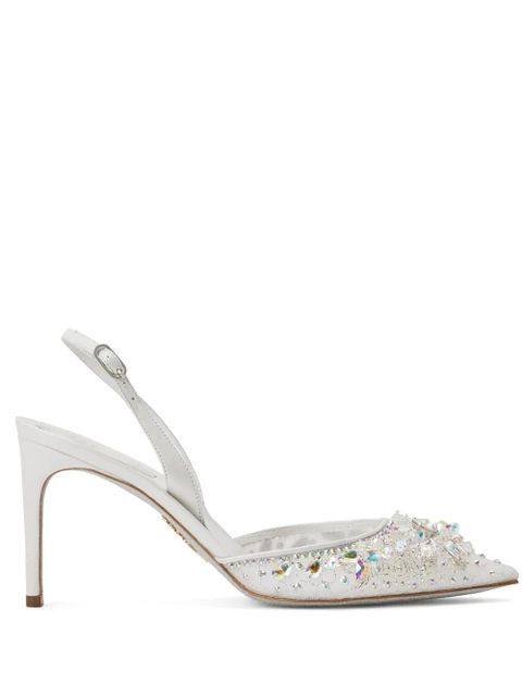 René Caovilla Cinderella 80mm leather pumps - White - zdjęcie produktu nr 1