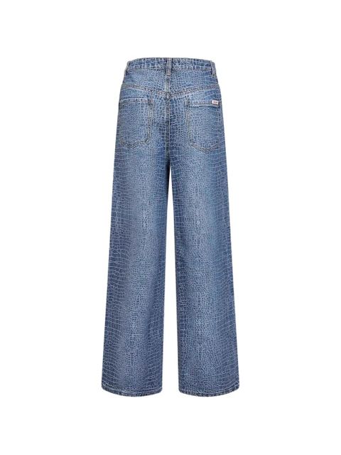 Self-Portrait croco-effect rhinestone jeans - Blue - zdjęcie produktu nr 2