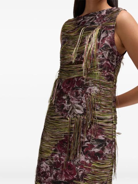 GANNI tapestry fringed mini dress - Green - zdjęcie produktu nr 2