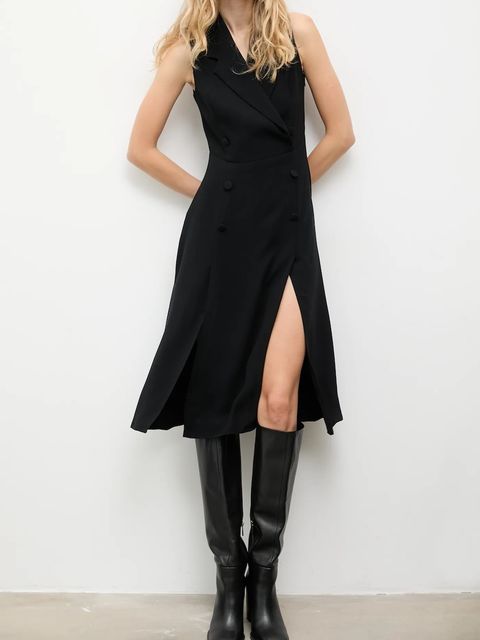 Answear.LAB sukienka kolor czarny midi prosta - zdjęcie produktu nr 1