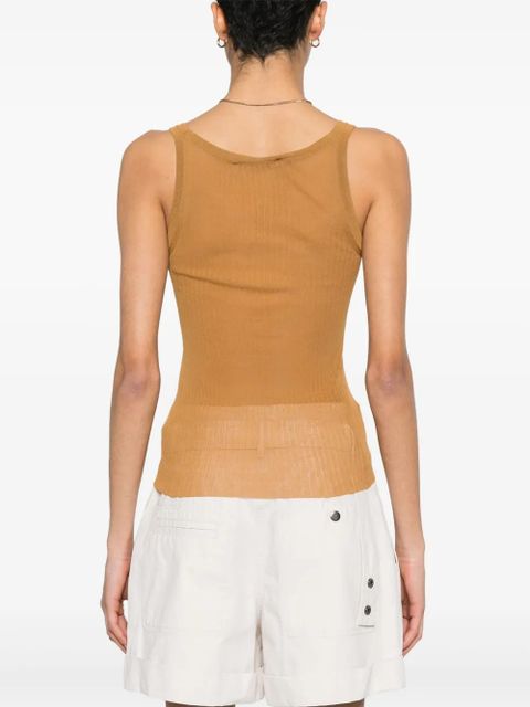 Max Mara semi-sheer fine-ribbed top - Brown