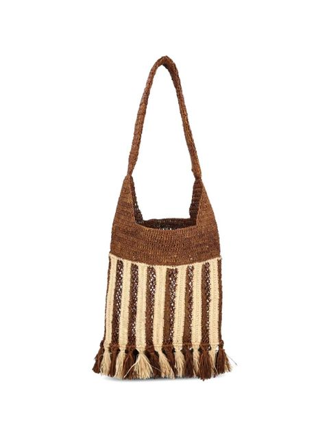 ISABEL MARANT striped-pattern raffia shoulder bag - Brown - zdjęcie produktu nr 2