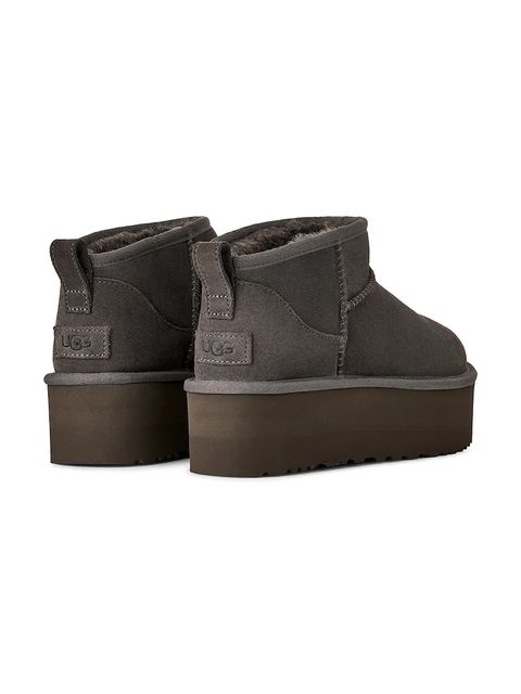 UGG śniegowce zamszowe Classic Ultra Mini Platform kolor szary 1135092.CHRC - zdjęcie produktu nr 2