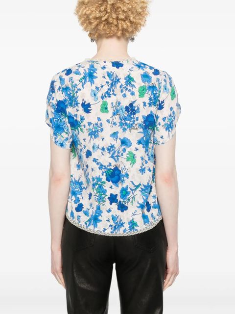 Zadig&Voltaire Tiffiny floral-print crepe blouse - Blue