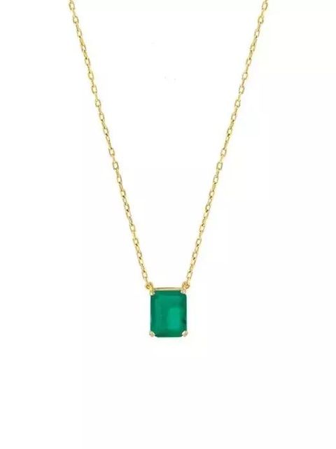 IZABELLA BUDRYN - Złoty naszyjnik z awenturynem Szlif szmaragdowy