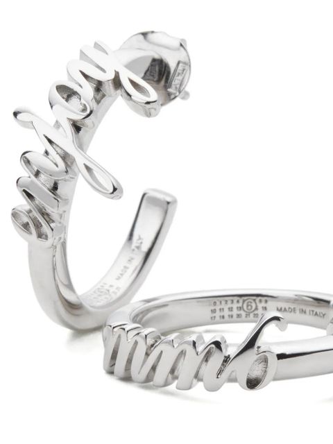 MM6 Maison Margiela lettering hoop earrings - Silver