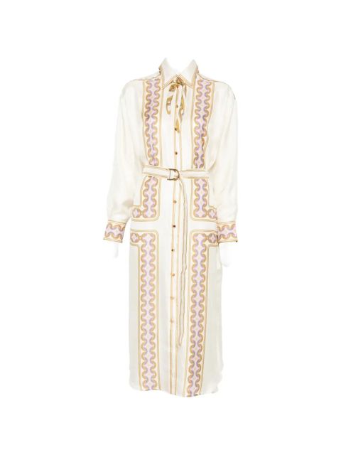 ZIMMERMANN geometric-print belted shirt dress - Neutrals - zdjęcie produktu nr 1
