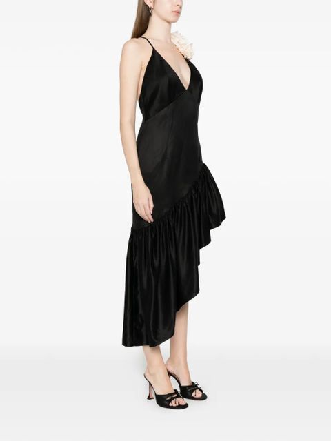 SANDRO Laurine ruffled V-neck midi dress - Black