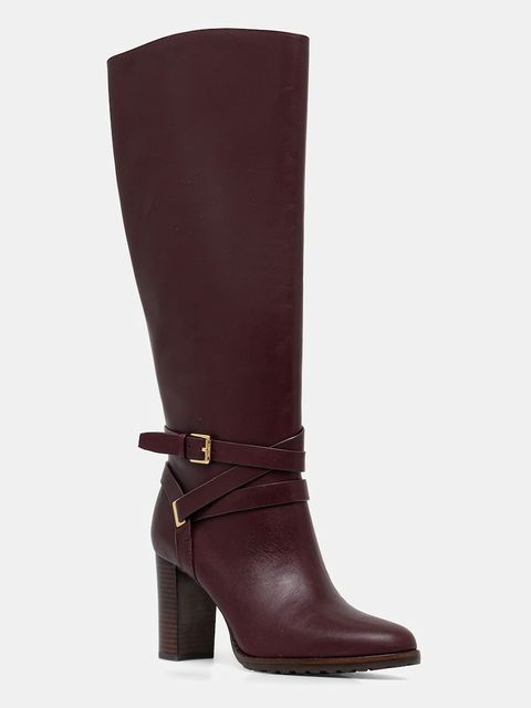 Lauren Ralph Lauren kozaki skórzane Cllns Tl Hl damskie kolor bordowy na słupku 802974386003 - zdjęcie produktu nr 1