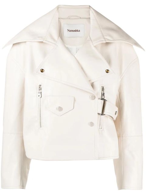 Nanushka Ado cropped biker jacket - White - zdjęcie produktu nr 1