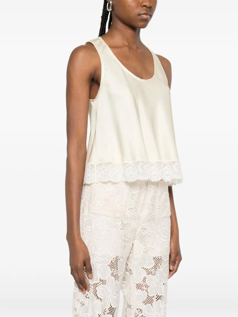 SANDRO lace-detail polo shirt - Neutrals