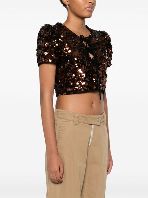 GANNI sequinned blouse - Brown