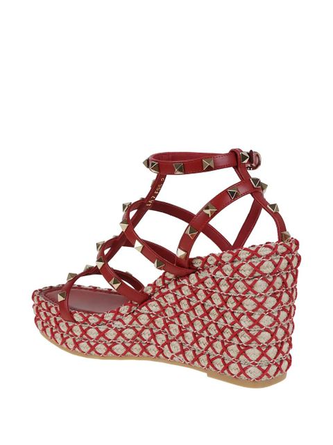 Valentino Garavani 95mm studded cage heeled espadrilles - Red