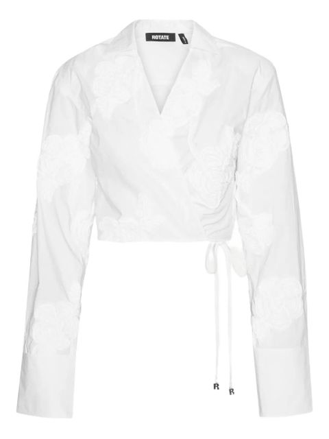 ROTATE BIRGER CHRISTENSEN rose-embroidery wrap shirt - White - zdjęcie produktu nr 1