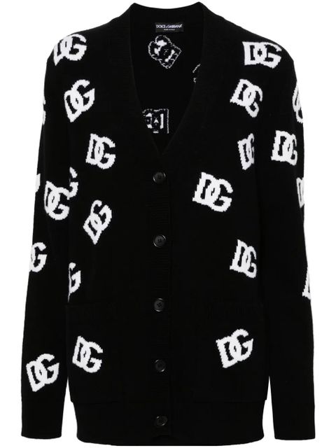 Dolce & Gabbana logo-intarsia virgin wool cardigan - Black - zdjęcie produktu nr 1