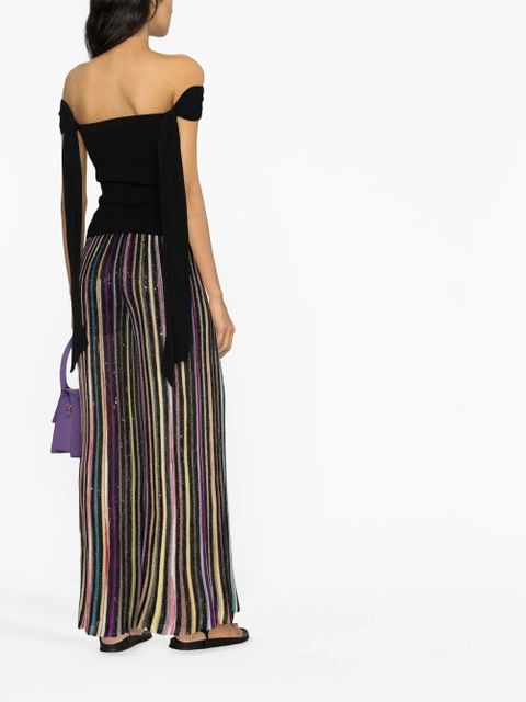 Missoni sequin-embellished striped trousers - Black